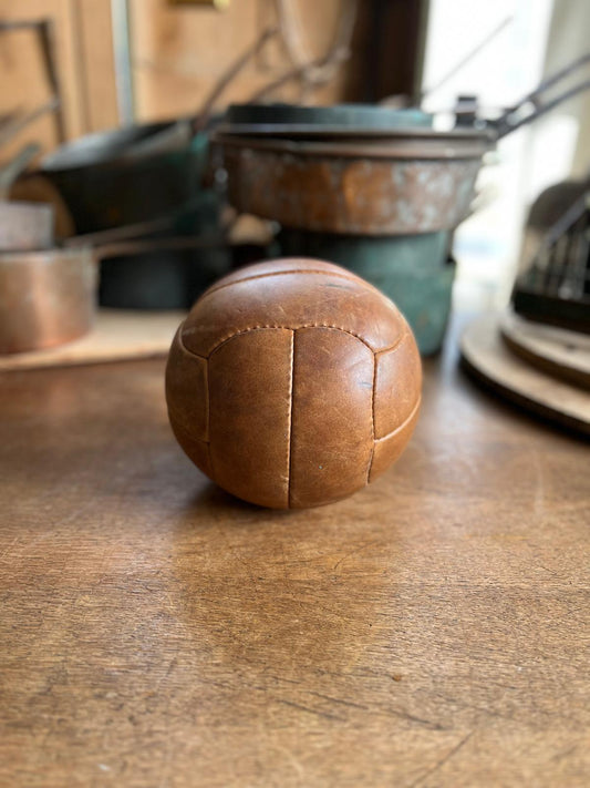 Antique European 5 pounds Leather Medicine Ball from France